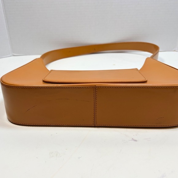 Lancel Shoulder Bag Small Camel Tan Patent Leather Vintage 90s Baguette - Picture 6 of 9